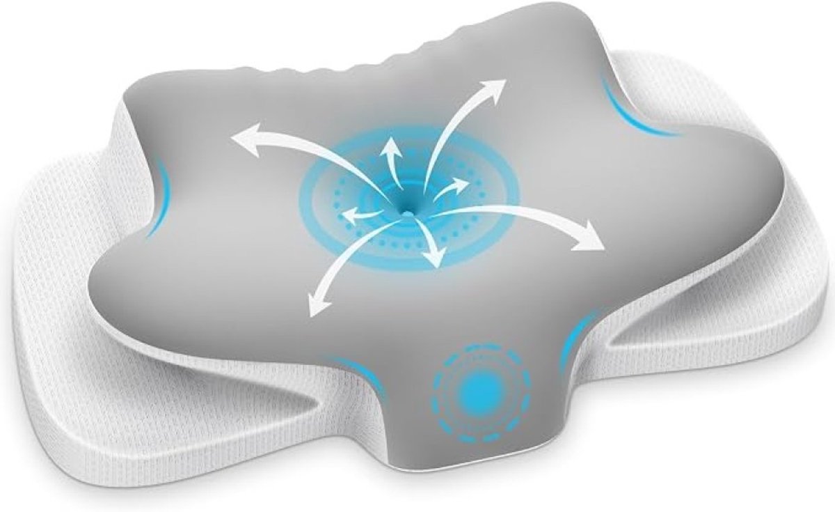 PolkaHome Neksteunkussen Traagschuim - Ergonomisch Hoofdkussen met Ventilatiegaten voor Zij-, Rug- en Buikslapers