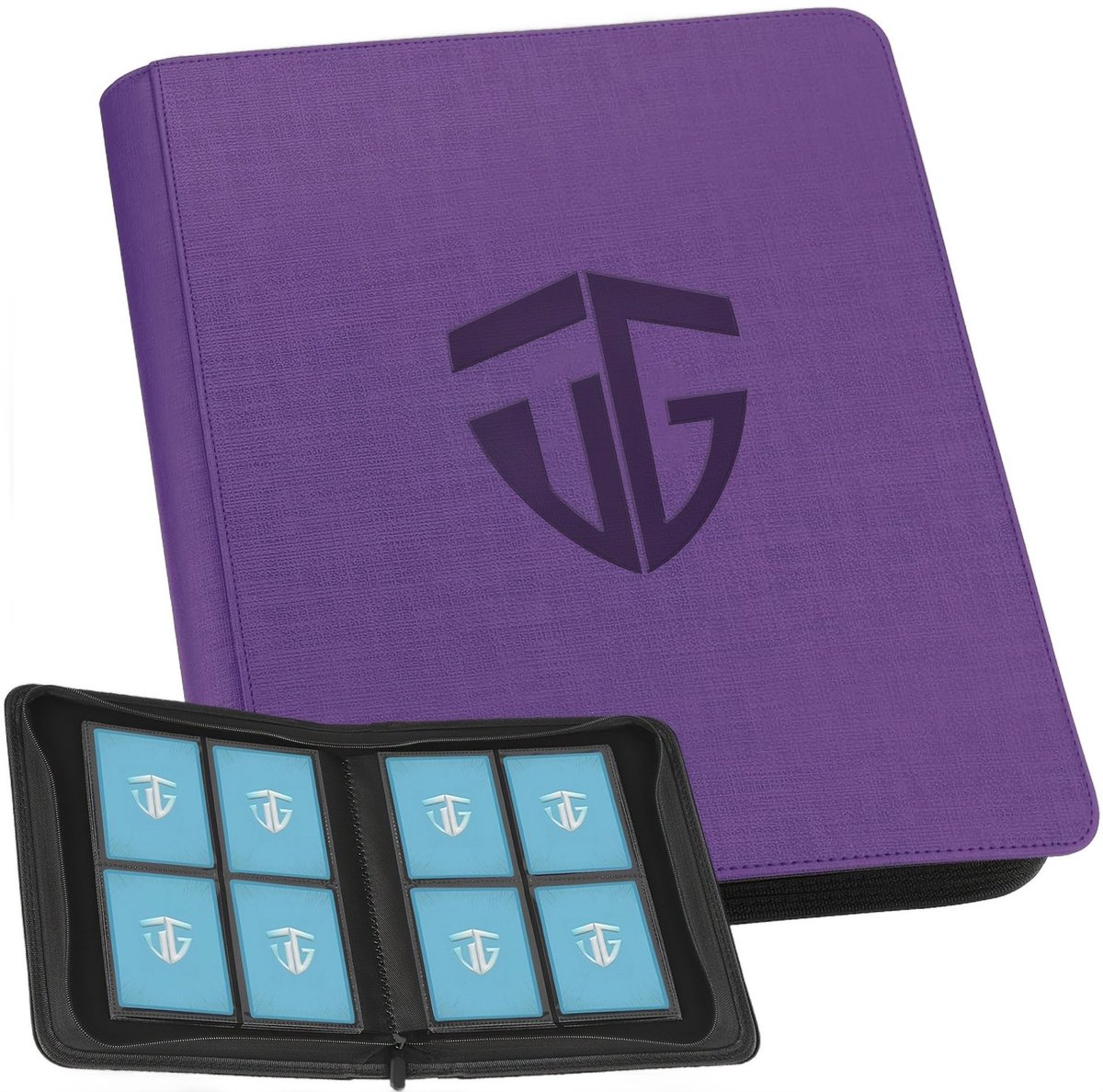 Currero Toploader Binder - Verzamelmap Kaarten - Geschikt voor Pokemon - 4 Pocket - 9 Pocket - 12 Pocket - Trading Card Map - Toploadermap - Paars - 160 Kaarten
