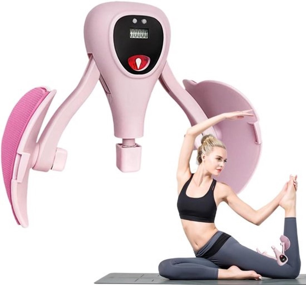 Binnenbeentrainer - Dijtrainer Bekkentrainer - Thuis Fitness - Met Digitale Teller - 33 x 255 cm - Roze