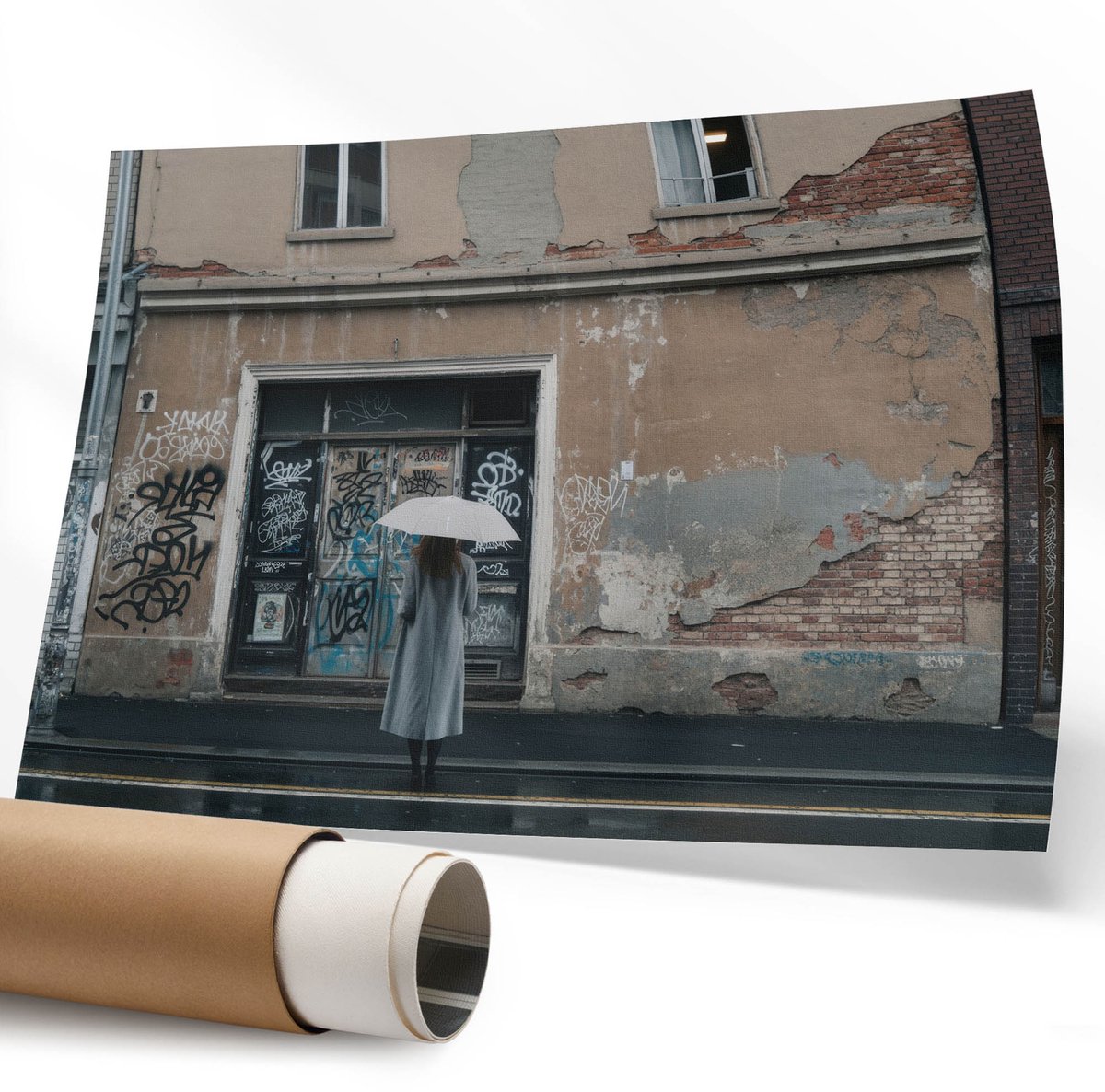 Coloray Polycanvas Poster - Stedelijke Architectuur, Fotografie - 594 x 840 mm - Grijs Design - Rechthoek - Muurdecoratie - Woonkamer - Modern