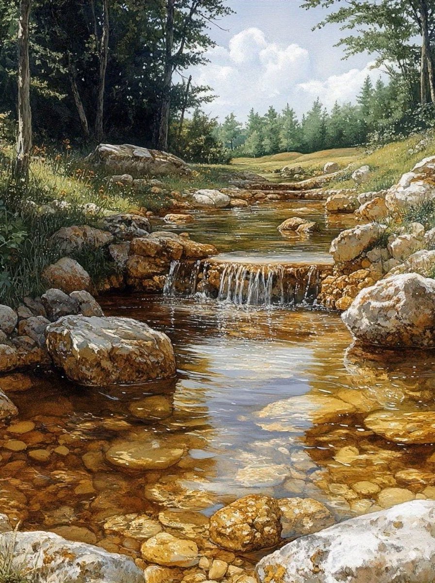 30x20cm Diamond Painting stromend beekje nr 370