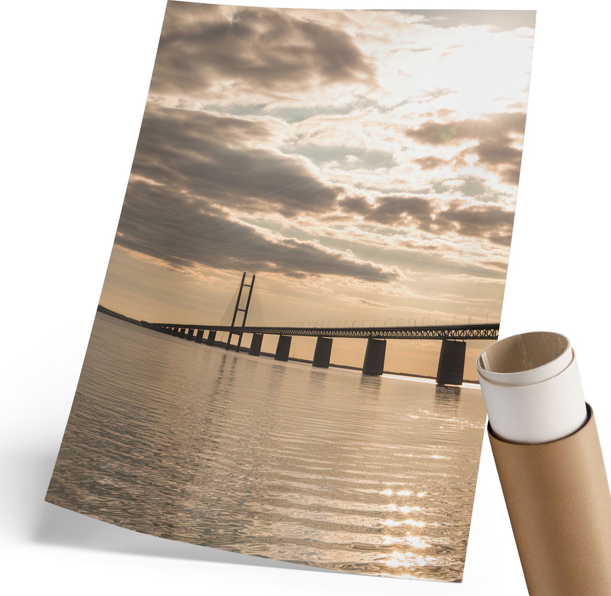 Coloray Canvas Poster Polycanvas - Brug Over Het Water, Fotografie - 210 x 297 mm - Beige Patroon - Rechthoek - Muurdecoratie - Woonkamer, Slaapkamer, Kantoor - Klassiek