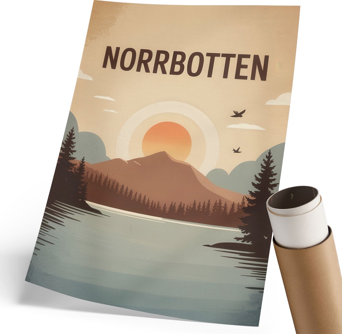 Coloray Canvas Poster Polycanvas - Norrbotten Illustratie, Illustratie - 210 x 297 mm - Beige Patroon - Rechthoek - Decoratieve poster - Woonkamer, Slaapkamer, Kantoor - Retro