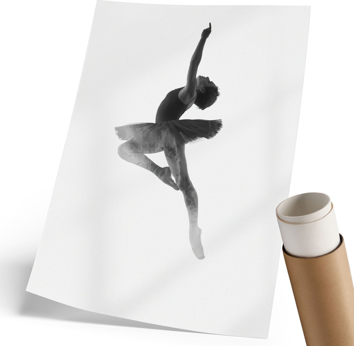 Coloray Polycanvas Wandposter - Dansend In De Lucht, Fotografie - 210 x 297 mm - Zwart-wit Wanddecoratie - Rechthoek - Wandkunstwerk - Woonkamer, Slaapkamer, Kantoor - Expressief