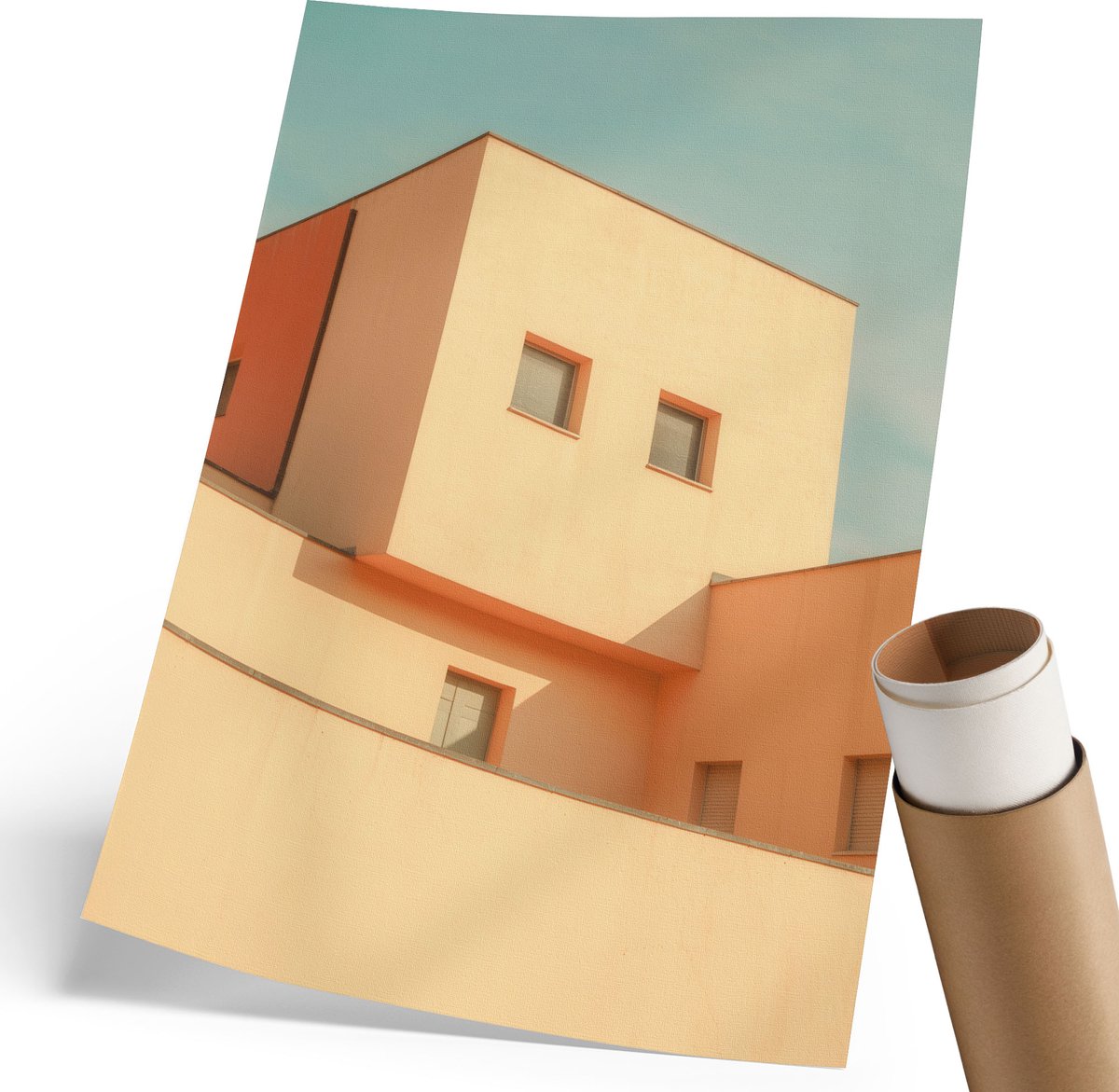 Coloray Polycanvas Wandposter - Moderne Architectuur, Fotografie - 210 x 297 mm - Beige Decoratie - Rechthoek - Wandkunstwerk - Woonkamer, Slaapkamer, Kantoor - Modern
