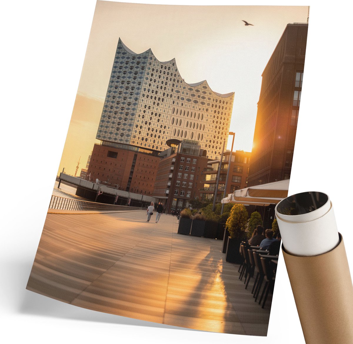 Coloray Polycanvas Poster - Zonsondergang, Fotografie - 210 x 297 mm - Oranje Wanddecoratie - Rechthoek - Muurdecoratie - Woonkamer, Slaapkamer, Kantoor - Modern