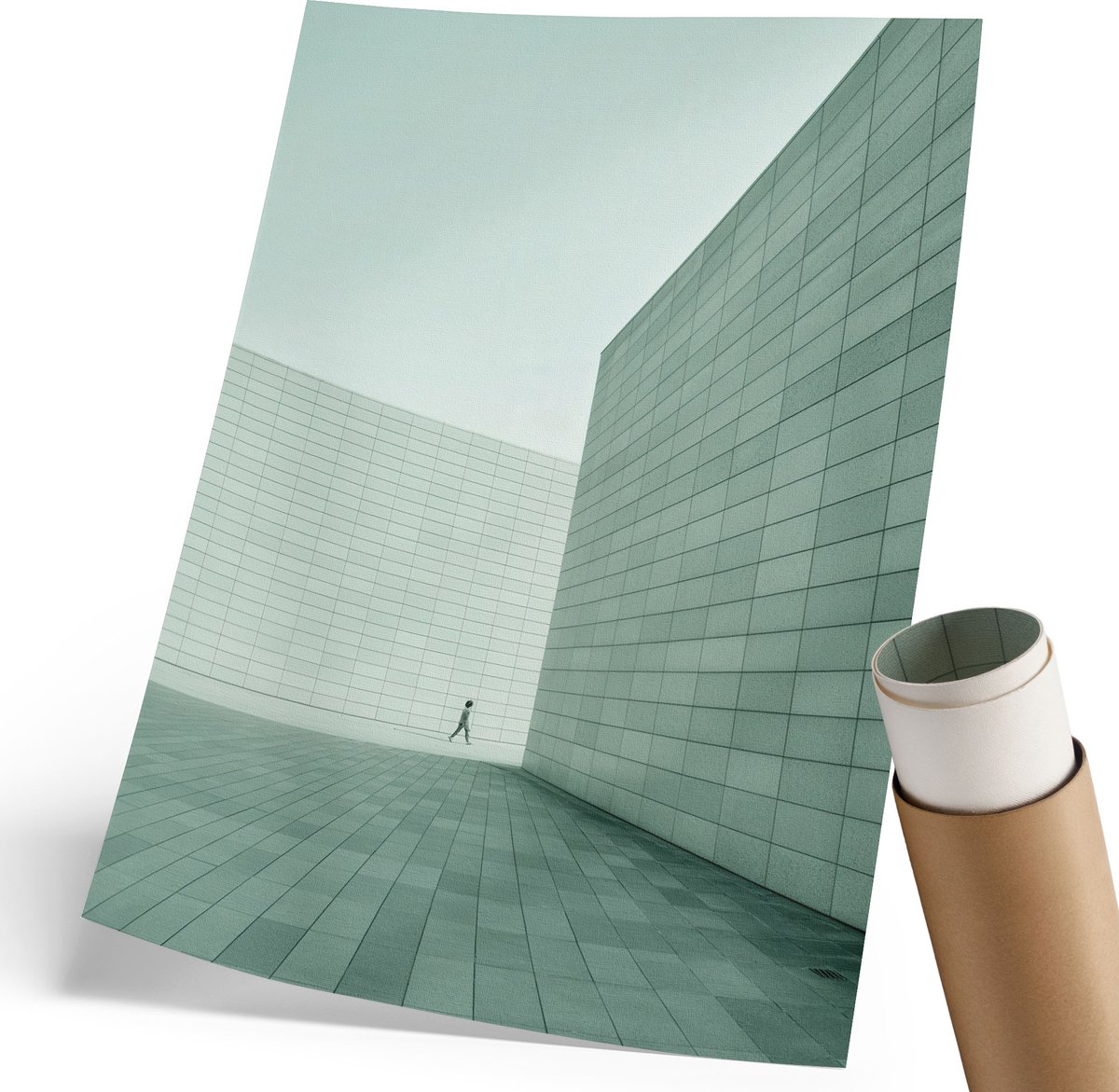 Coloray Polycanvas Poster - Stad 'S Nachts, Blauw - 210 x 297 mm - Grijs Kunst - Rechthoek - Kunstposter - Slaapkamer - Modern