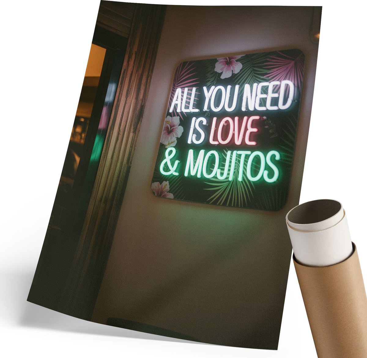 Wallfluent Polycanvas Poster - Eenzame Boom, Fotografie - 420 x 594 mm - Geel Kunst - Rechthoek - Decoratieve poster - Woonkamer, Slaapkamer, Kantoor - Klassiek
