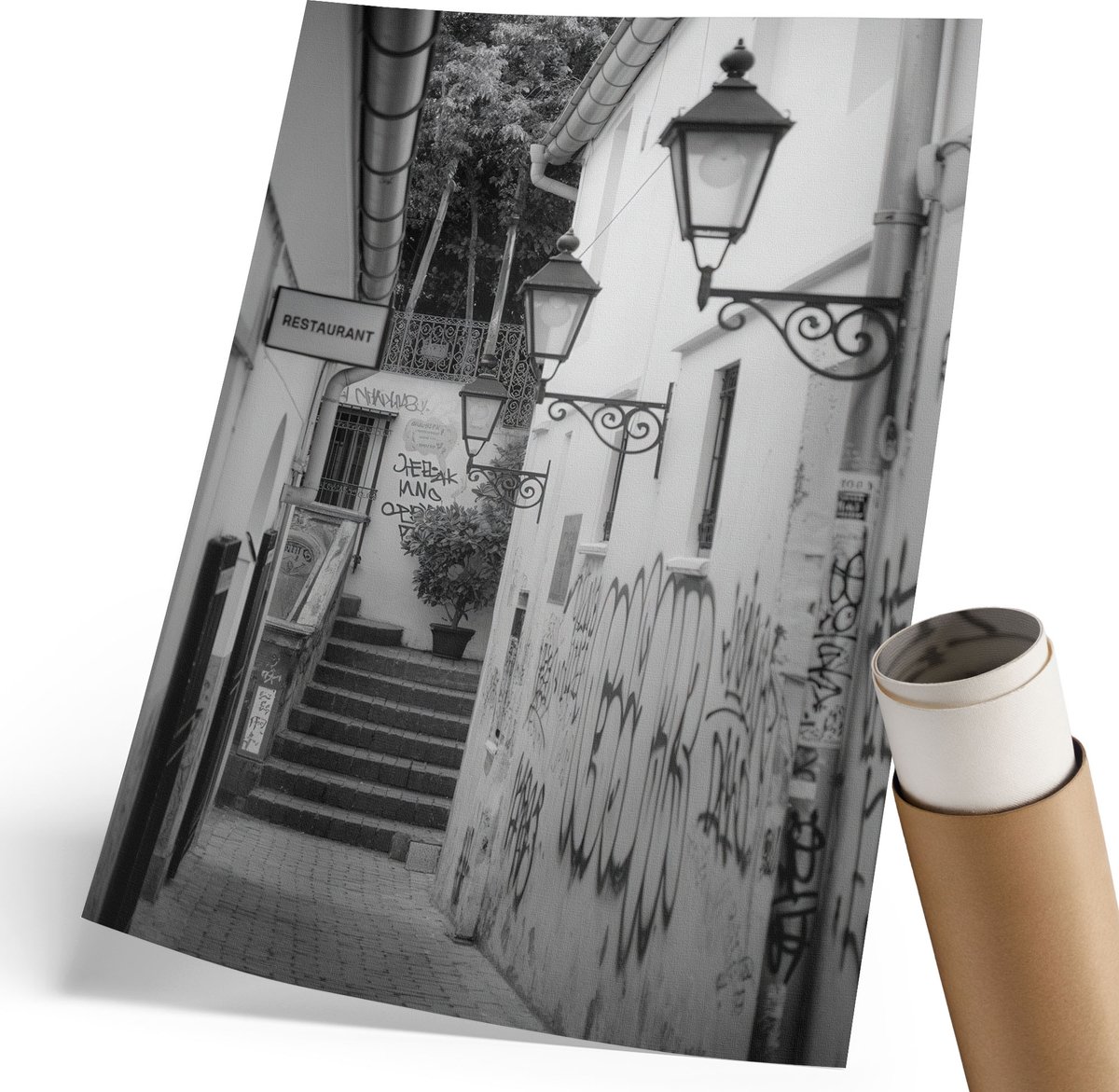 Wallfluent Polycanvas Poster - Stedelijke Energie, Fotografie - 420 x 594 mm - Grijs Wandposter - Rechthoek - Muurdecoratie - Woonkamer, Slaapkamer, Kantoor - Modern