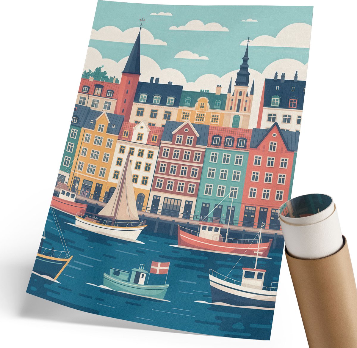 Wallfluent Polycanvas Poster - Stadslantaarn, Fotografie - 297 x 420 mm - Zwart-wit Wanddecoratie - Rechthoek - Decoratieve poster - Woonkamer, Slaapkamer, Kantoor - Klassiek