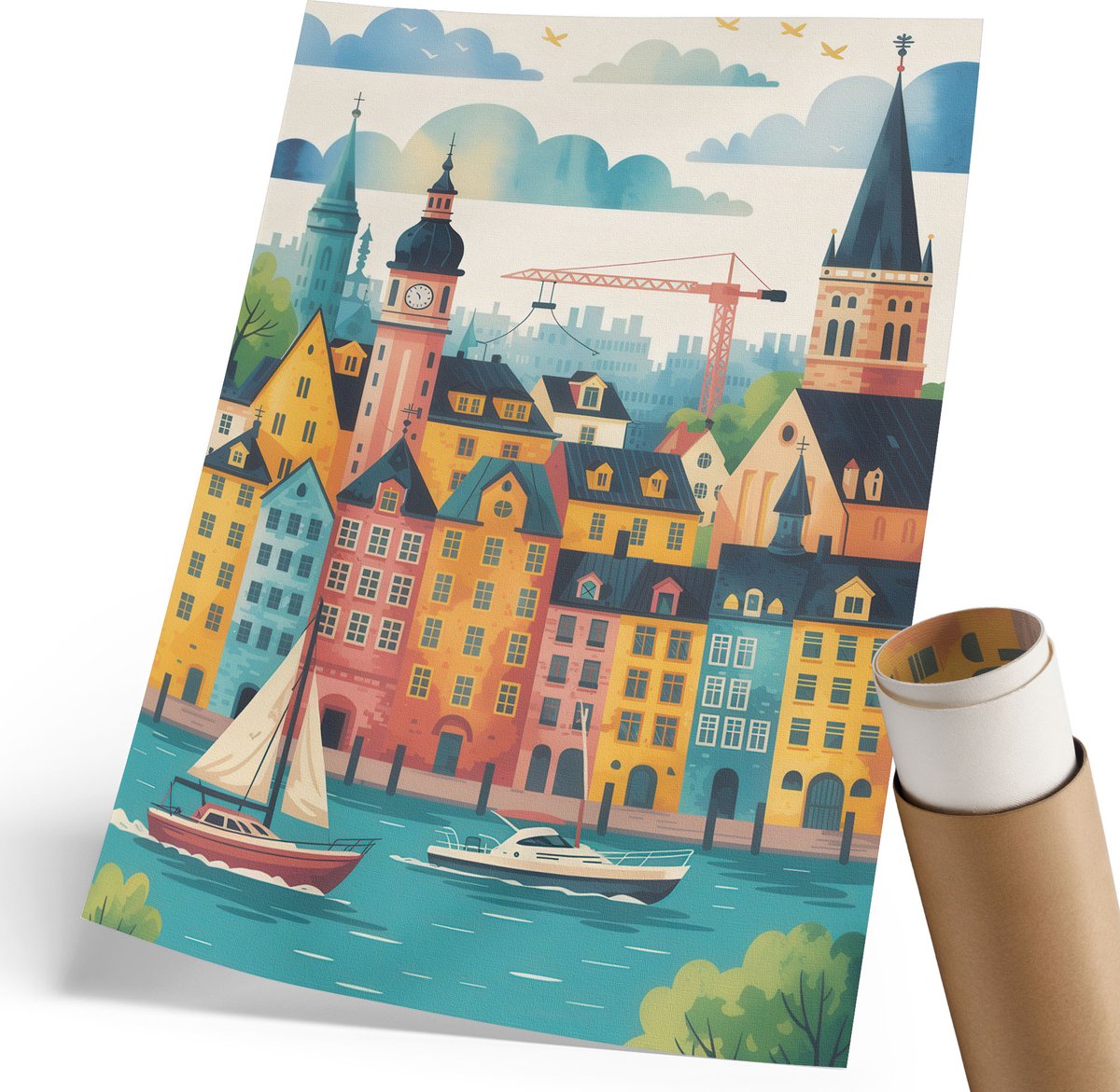 Wallfluent Canvas Poster Polycanvas - Een Statig Hert, Fotografie - 297 x 420 mm - Groen Poster - Rechthoek - Muurdecoratie - Woonkamer, Slaapkamer, Kantoor - Klassiek
