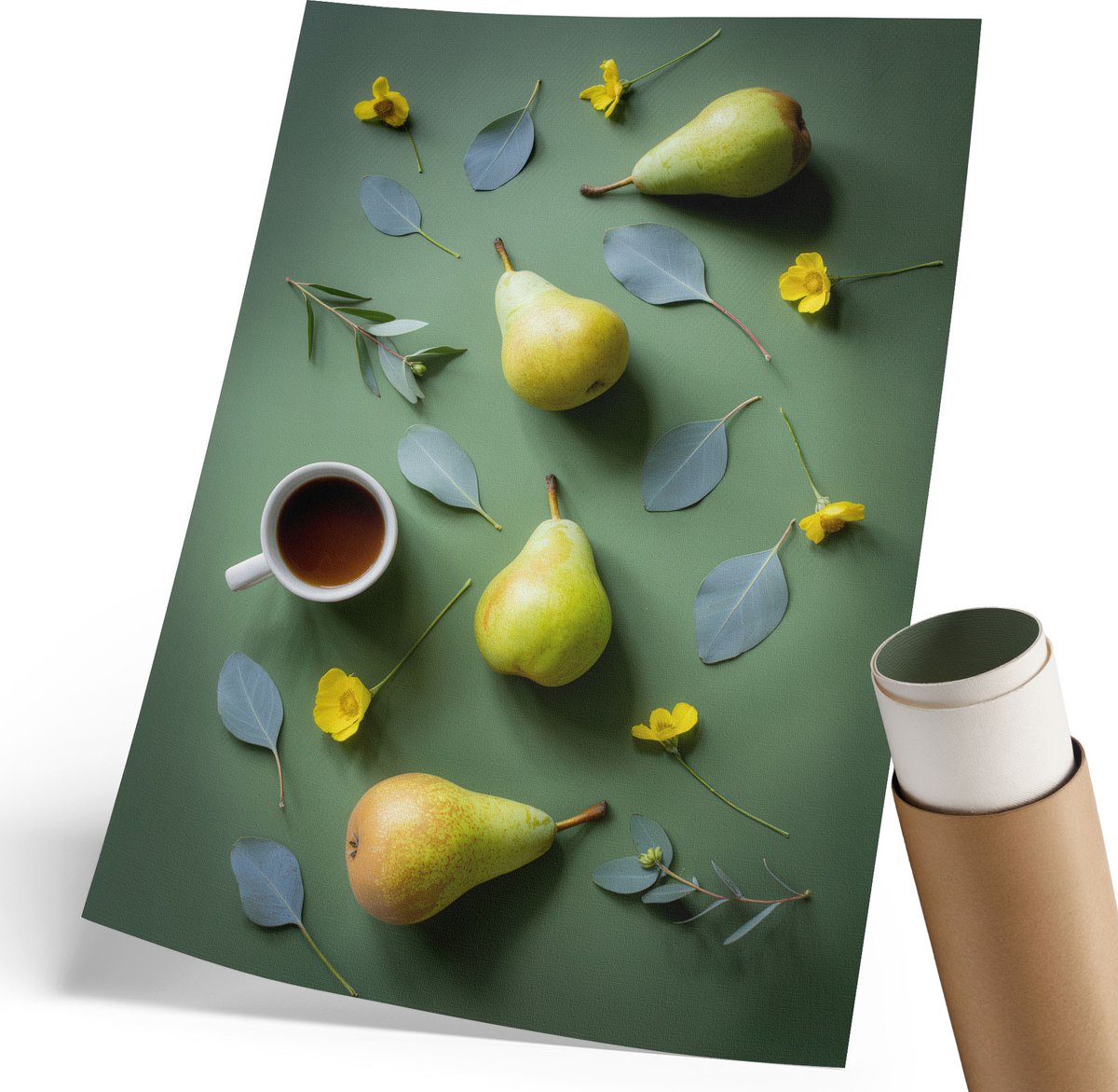Wallfluent Polycanvas Poster - Boslandschap, Tekening - 297 x 420 mm - Zwart Wanddecoratie - Rechthoek - Muurdecoratie - Woonkamer, Slaapkamer, Kantoor - Expressief
