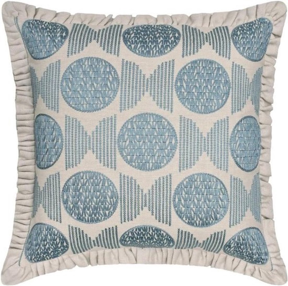 Decoratieve Kussenslopen - Kussenhoes Linnen - Woonkamer Decoratie - Handgemaakt Borduurwerk - 60x60 cm - Blauw