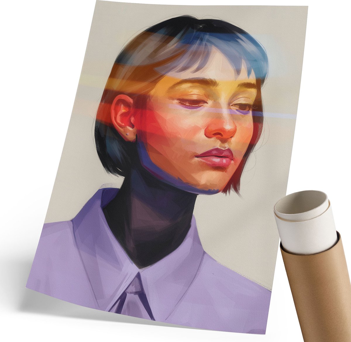 Coloray Polycanvas Wandposter - Galopperende Paarden, Blauw - 420 x 594 mm - Rood Poster - Rechthoek - Decoratieve poster - Kantoor - Klassiek