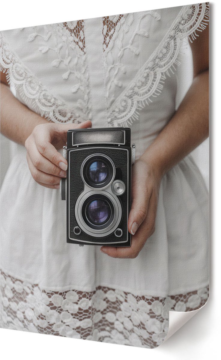 Coloray Polycanvas Wandposter - Cassettes En Muziek, Illustratie - A2 - Wit Decoratie - Rechthoek - Canvasposter - Woonkamer, Slaapkamer, Kantoor - Modern