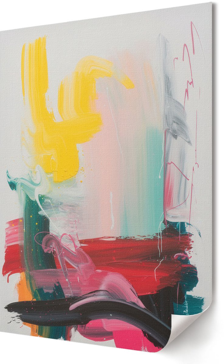 Coloray Polycanvas Poster - Kleurrijke Abstractie, Schilderen - 420 x 594 - Geel Illustratie - Rechthoek - Decoratieve poster - Woonkamer, Slaapkamer, Kantoor - Expressief