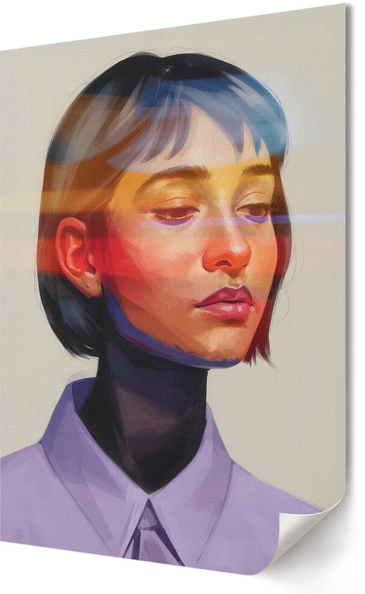 Coloray Polycanvas Wandposter - Kleurrijk Portret, Illustratie - 420 x 594 - Rood Design - Rechthoek - Muurkunst - Woonkamer, Slaapkamer, Kantoor - Expressief