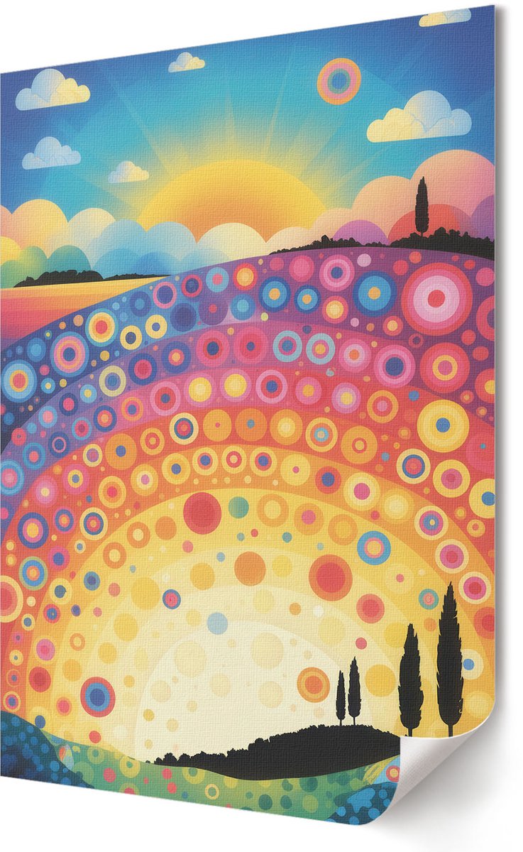 Coloray Polycanvas Wandposter - Regenboogpatronen, Illustratie - 420 x 594 - Oranje Illustratie - Rechthoek - Interieurdecoratie - Woonkamer, Slaapkamer, Kantoor - Expressief