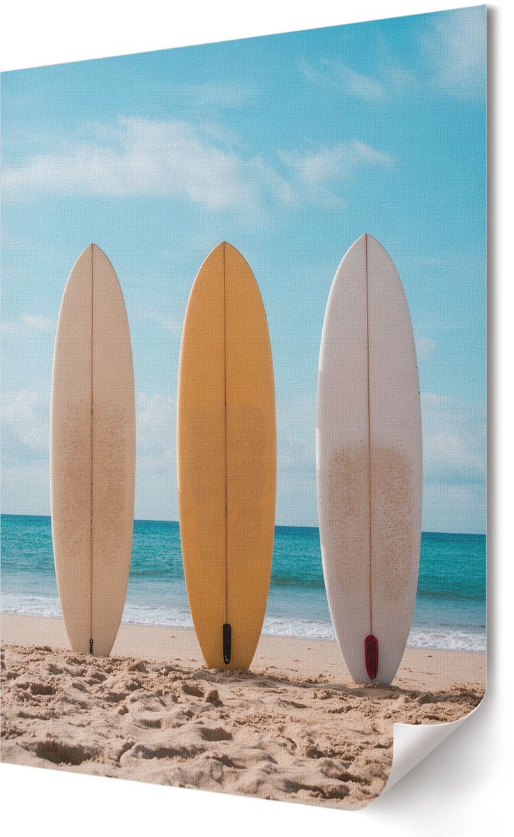 Coloray Polycanvas Wandposter - Surfstrand, Fotografie - 420 x 594 - Geel Wanddecoratie - Rechthoek - Canvasposter - Woonkamer, Slaapkamer, Kantoor - Modern