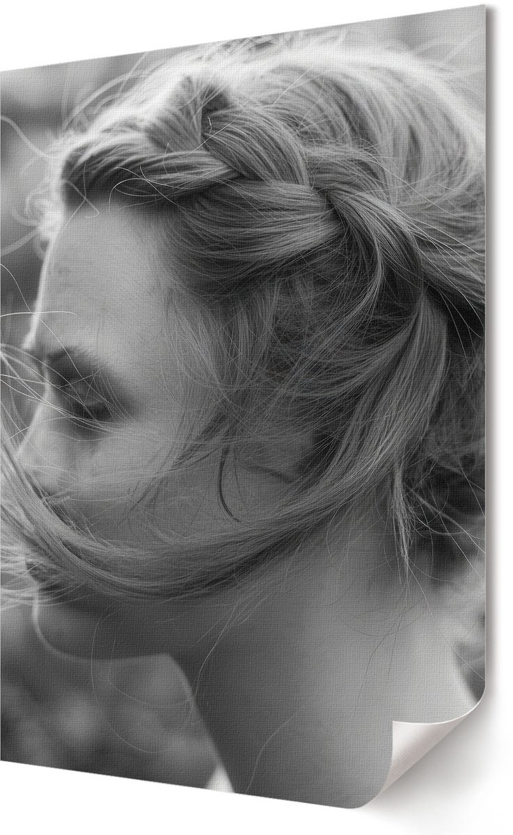Coloray Polycanvas Poster - Portret Van Een Vrouw, Fotografie - 594 x 840 - Zwart-wit Motief - Rechthoek - Kunstposter - Slaapkamer - Klassiek