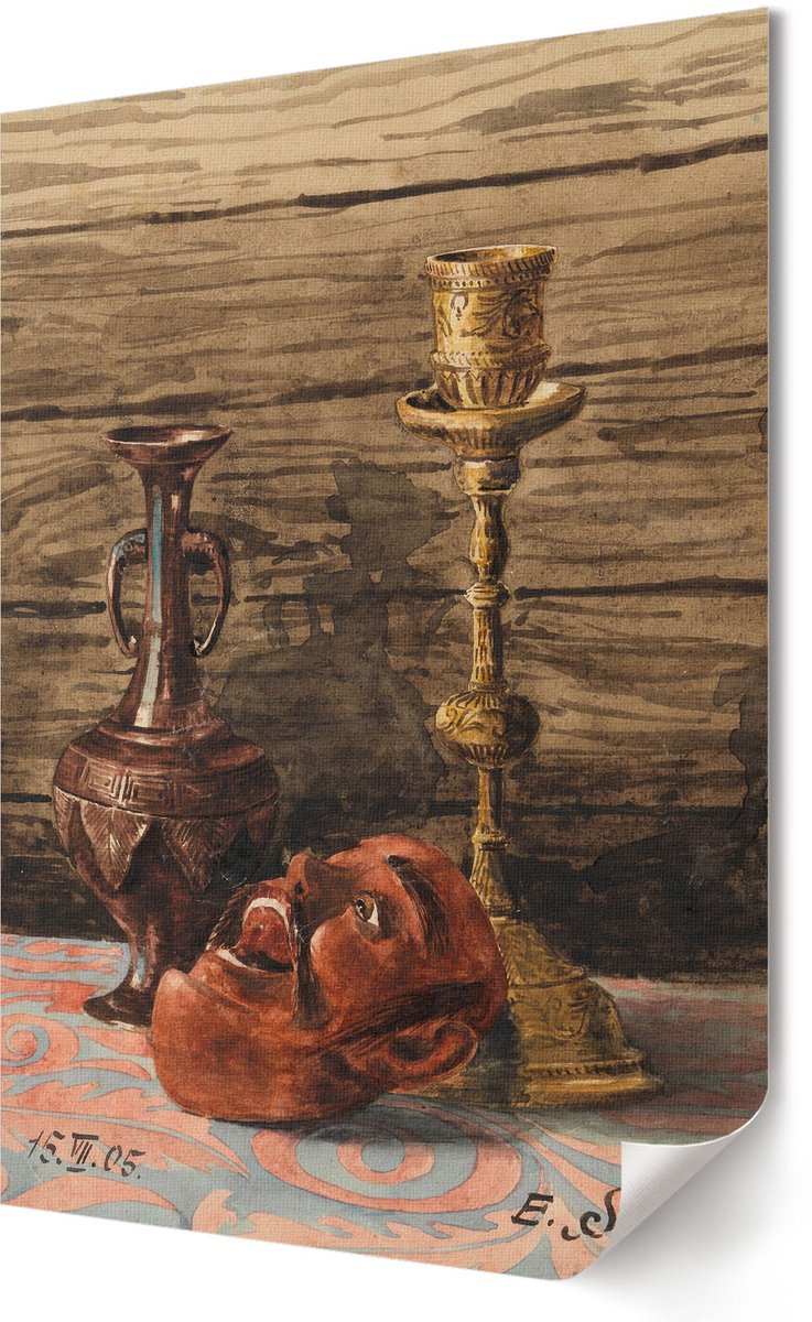 Coloray Polycanvas Wandposter - Stilleven, Schilderen - 420 x 594 - Bruin Kunst - Rechthoek - Muurkunst - Woonkamer, Slaapkamer, Kantoor - Rustiek