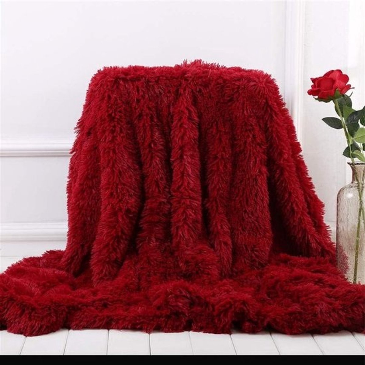 Pluizige Plaid Deken - Zachte Spree Warme Deken - Bank en Bed - Ultra Pluche Koraalfleece - 160x200 cm - Wijnrood