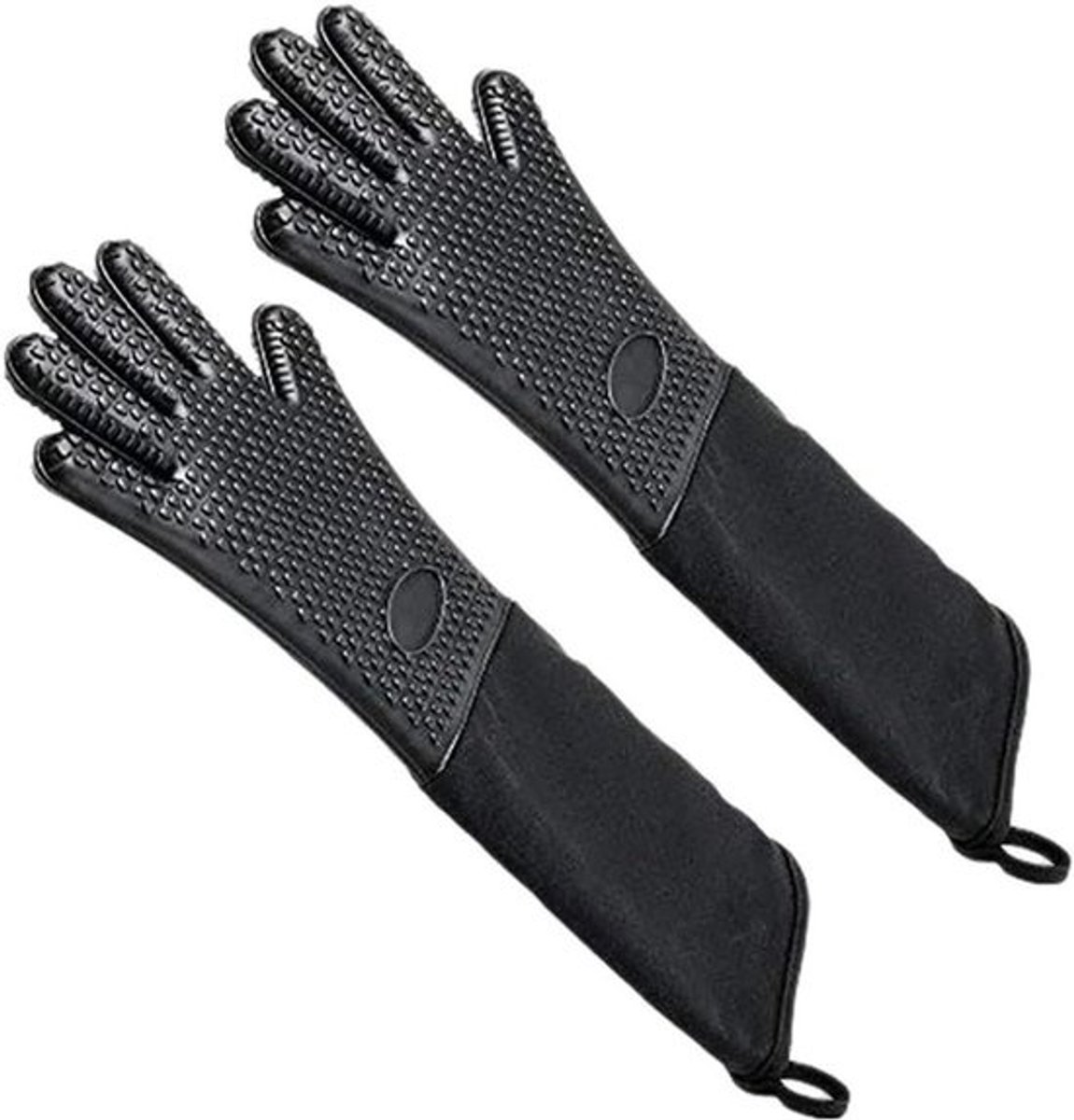 Ovenhandschoen Lange Professionele - Keukenhandschoen Hittebestendig - Veilig Grillen Bakken - Extra Lange Bescherming - 35 cm - Zwart