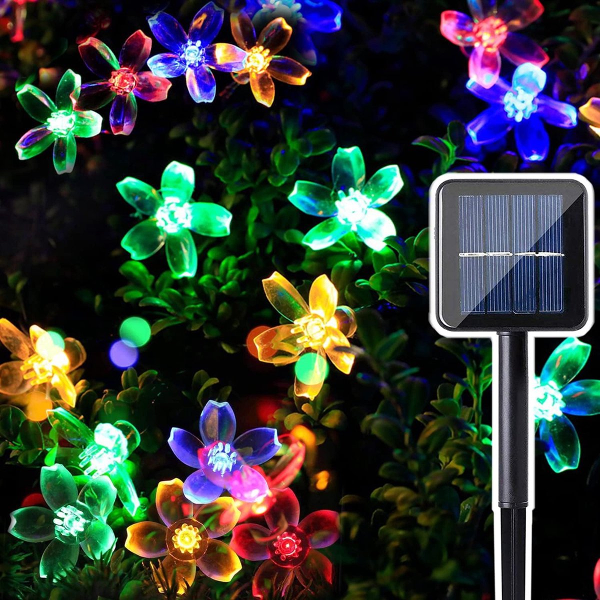 Lichtsnoer Bloemen 7m - 50 LED - Op Zonne-energie - 8 Standen - Waterdicht - Buiten