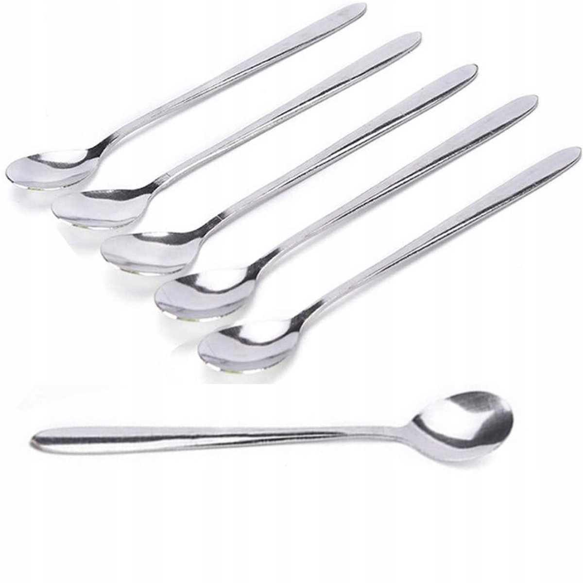 Set van 6 Lange Dessertlepels - Roestvrij Staal