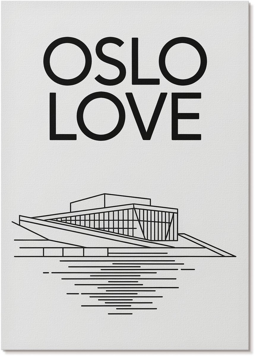 Tulup Polycanvas Poster - Oslo-Illustratie, Typografie - A4 - Zwart Wanddecoratie - Rechthoek - Muurdecoratie - Woonkamer, Slaapkamer, Kantoor - Modern