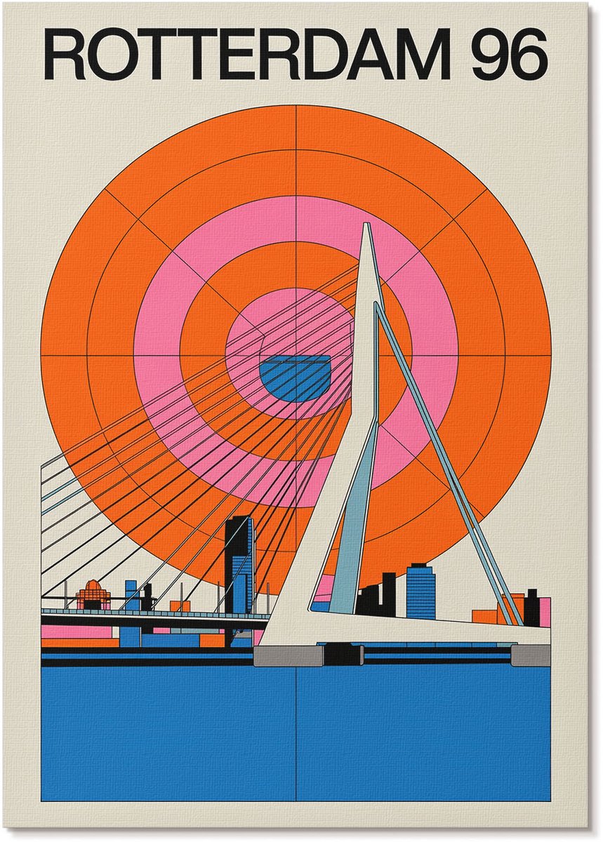 Tulup Polycanvas Wandposter - Rotterdamse Brug, Poster - A4 - Oranje Poster - Rechthoek - Wandkunstwerk - Woonkamer, Slaapkamer, Kantoor - Modern
