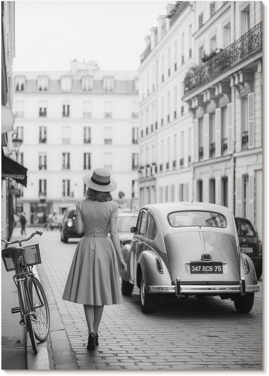 Tulup Polycanvas Wandposter - Retro Charme, Fotografie - A4 - Zwart-wit Wandposter - Rechthoek - Canvasposter - Woonkamer, Slaapkamer, Kantoor - Vintage