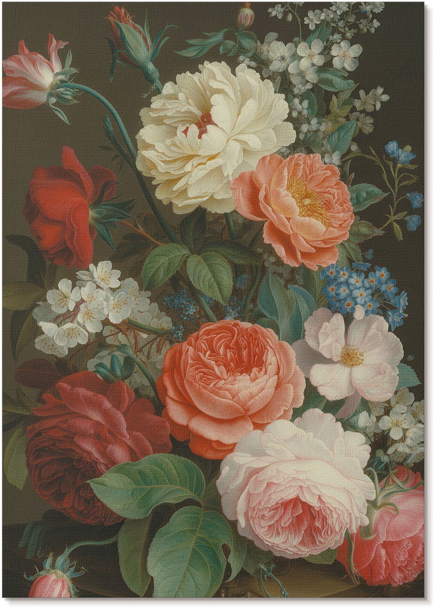 Tulup Polycanvas Wandposter - Bloemen Elegantie, Fotografie - A4 - Rood Design - Rechthoek - Muurkunst - Woonkamer, Slaapkamer, Kantoor - Klassiek
