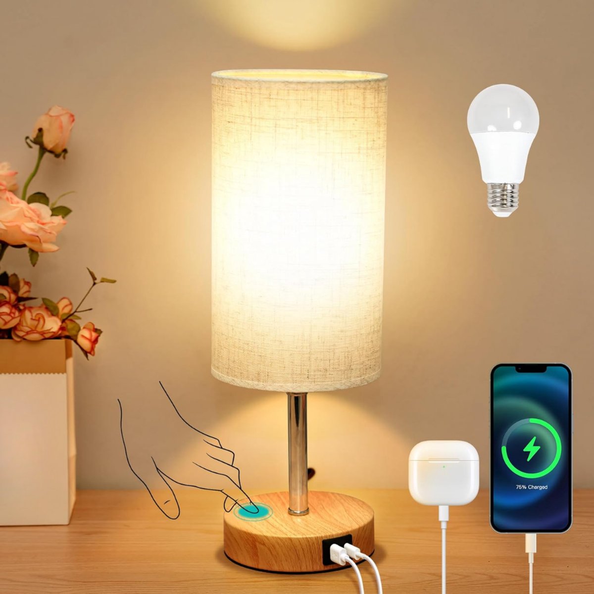 ZRNS® Bedlampjes Hoofdbord - Leeslamp voor in Bed - Nachtlampje Slaapkamer - Dimbaar - USB-Poorten