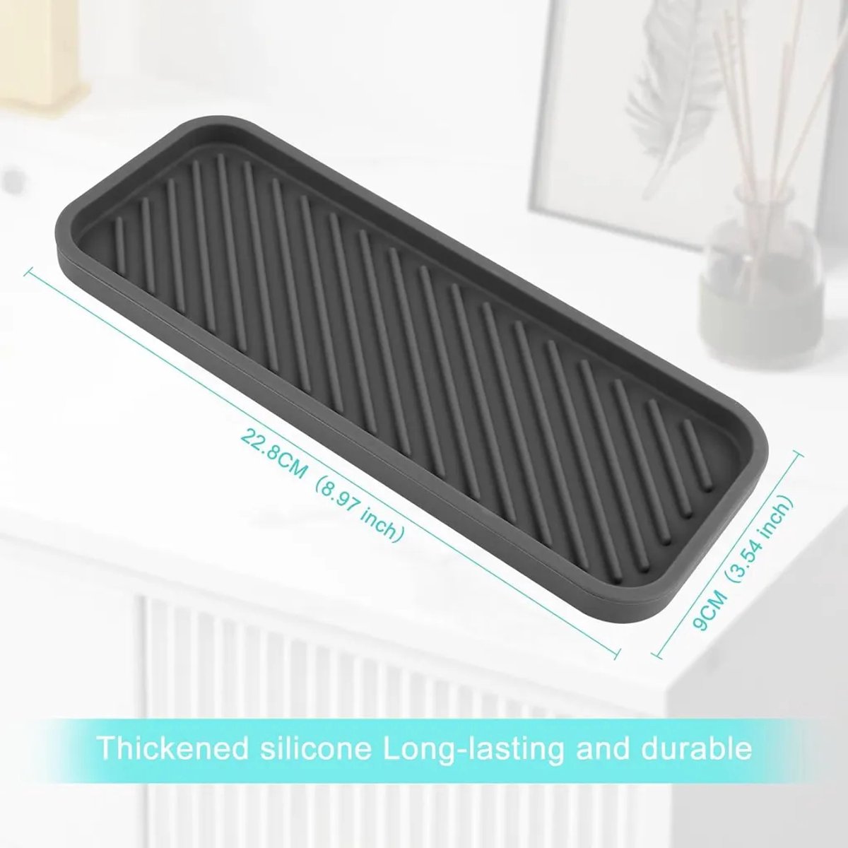 Siliconen opbergmatjes Geschikt voor de gootsteen, set van 2 siliconen afdruipmatjes, opbergrek Geschikt voor de keukengootsteen, afmeting 22,8 cm x 9 cm, te gebruiken Geschikt voor het opbergen van sponzen, afwasmiddel, servies en keukengerei.