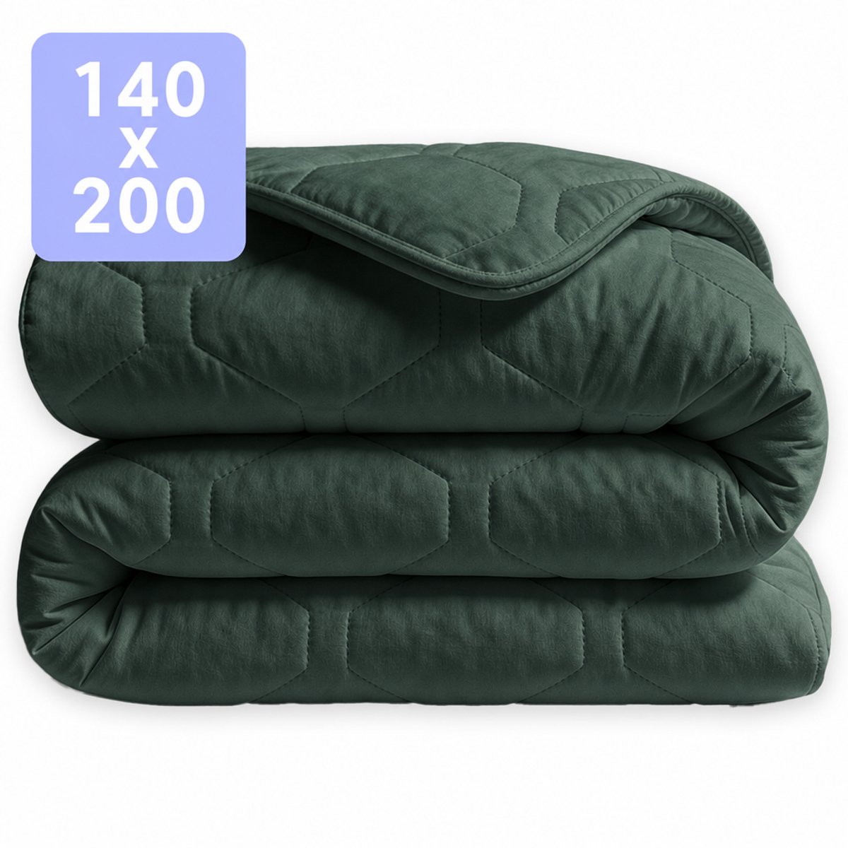 HappyBed Dekbed zonder overtrek 140x200 - Puffy - Wasbaar dekbed - Dekbed zonder hoes - Hoesloos Dekbed - Dark green