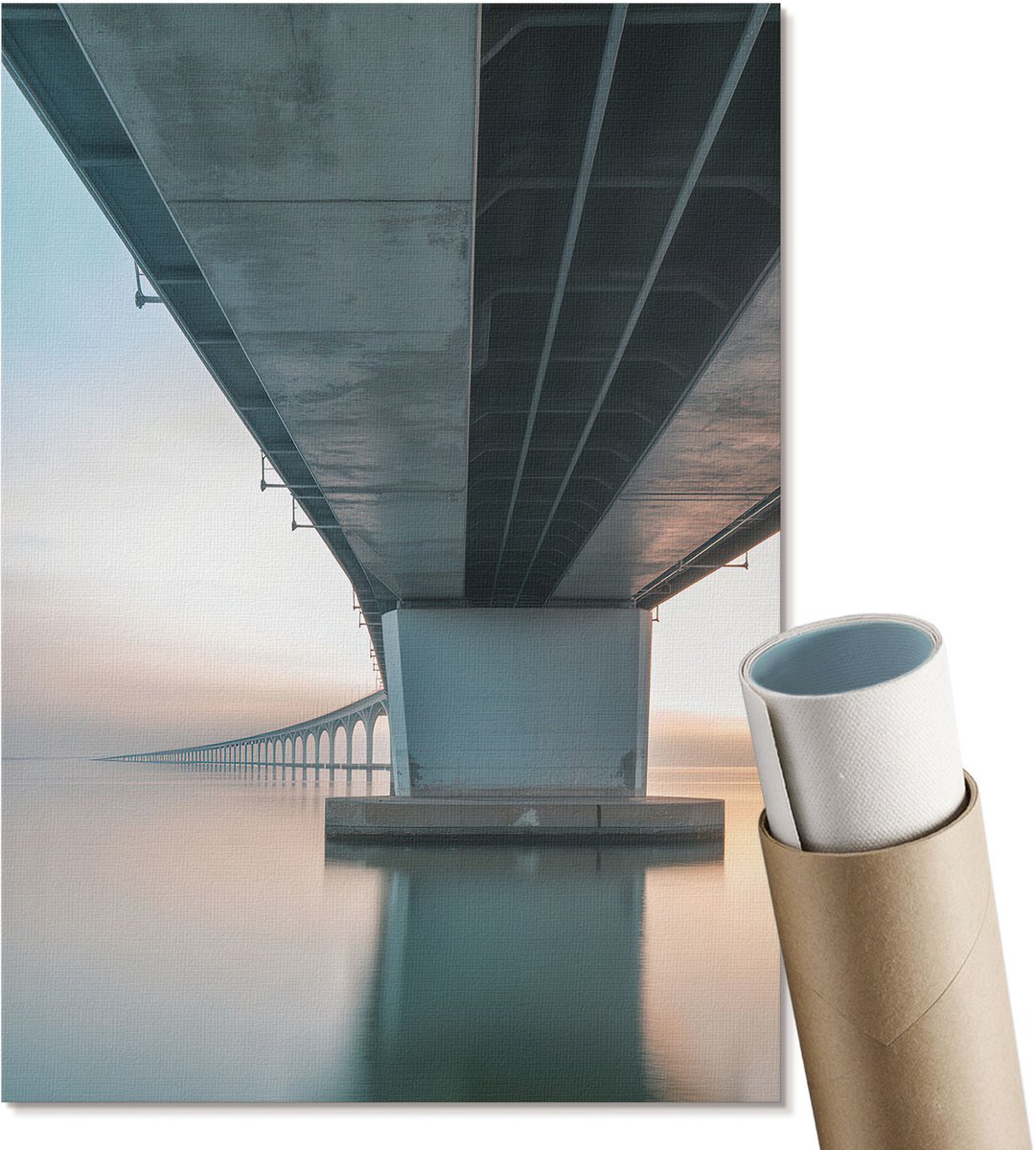 Coloray Polycanvas Wandposter - Moderne Brug, Fotografie - A4 - Grijs Design - Rechthoek - Canvasposter - Woonkamer, Slaapkamer, Kantoor - Modern