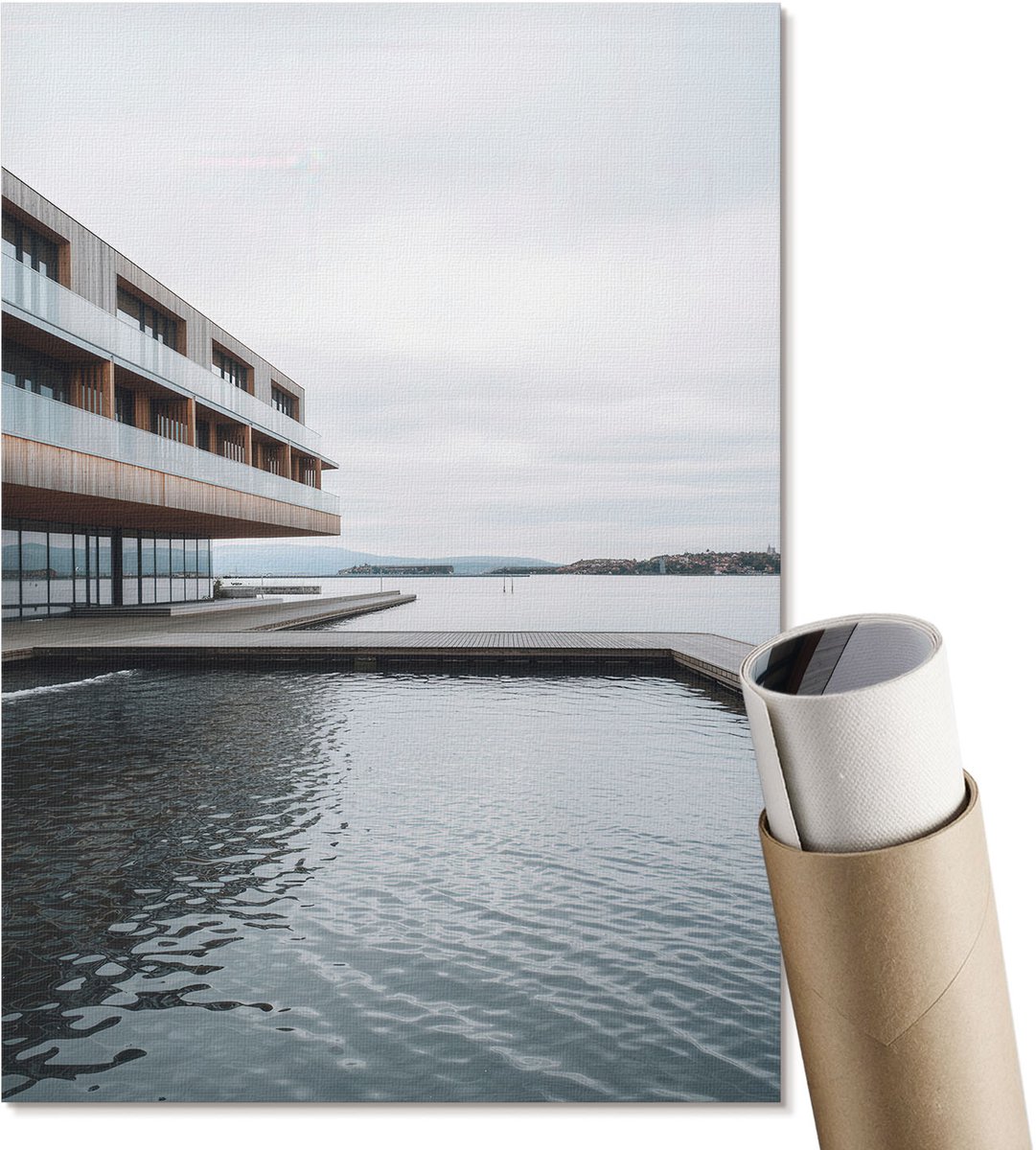 Coloray Polycanvas Wandposter - Moderne Architectuur, Fotografie - A4 - Grijs Motief - Rechthoek - Wandkunstwerk - Woonkamer, Slaapkamer, Kantoor - Modern