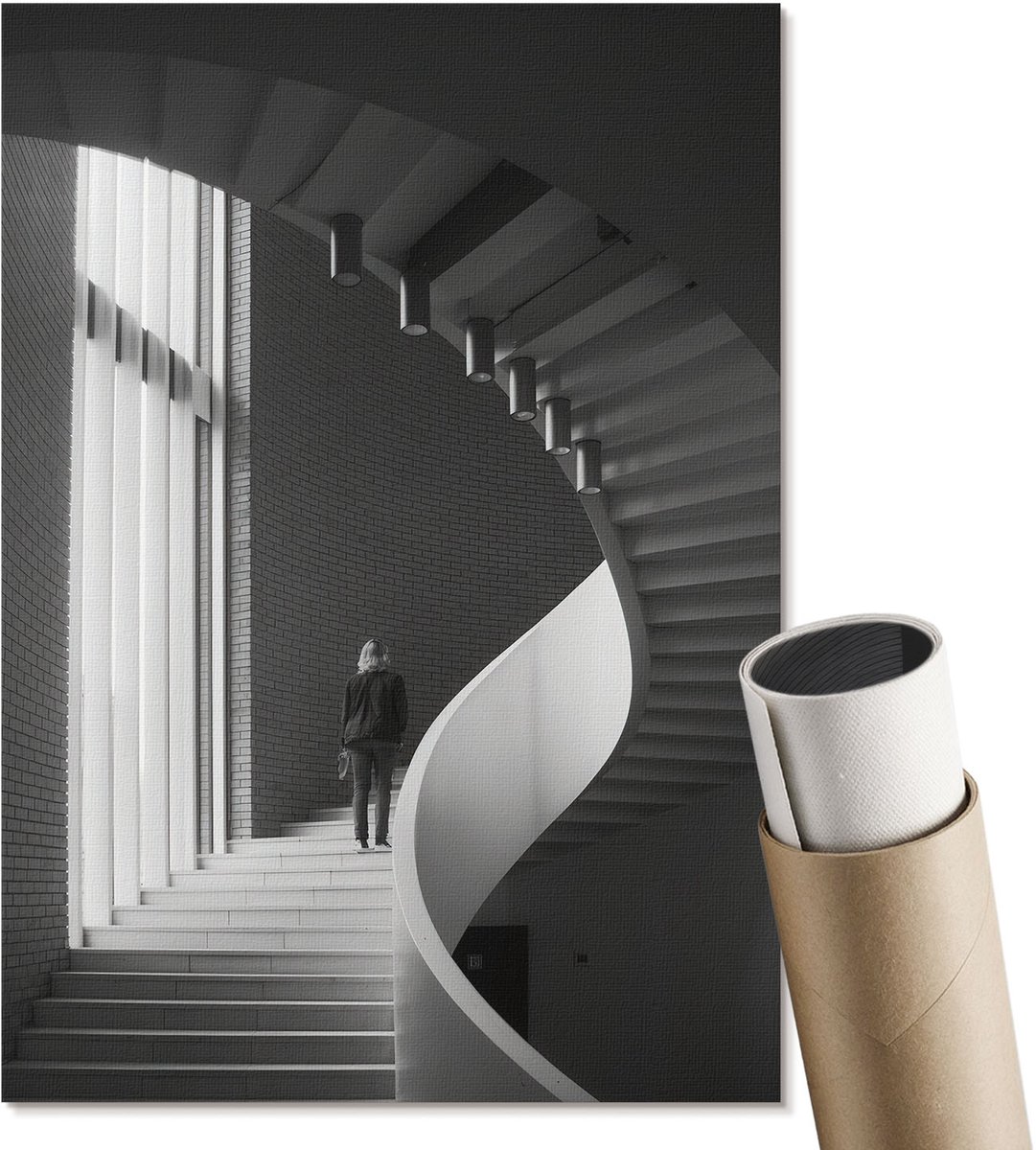 Coloray Polycanvas Poster - Moderne Architectuur, Fotografie - A4 - Zwart-wit Illustratie - Rechthoek - Muurdecoratie - Woonkamer, Slaapkamer, Kantoor - Modern