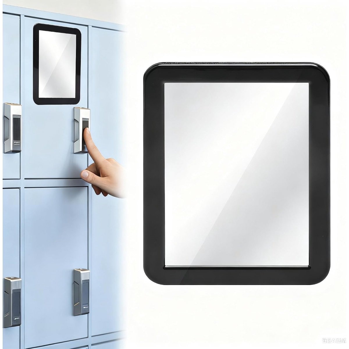 Magnetische Spiegel - Wandspiegel met Magnetische Bevestiging - Compacte Badkamerspiegel - Veiligheidsglas - Zwart Kunststof Kader - Voor Metalen Oppervlakken - 17,5 x 13,5 cm - 1 Stuk