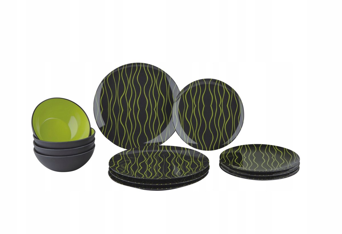 Gimex Melamine Servies Set Groen 12 Delig GreyLine Dekor