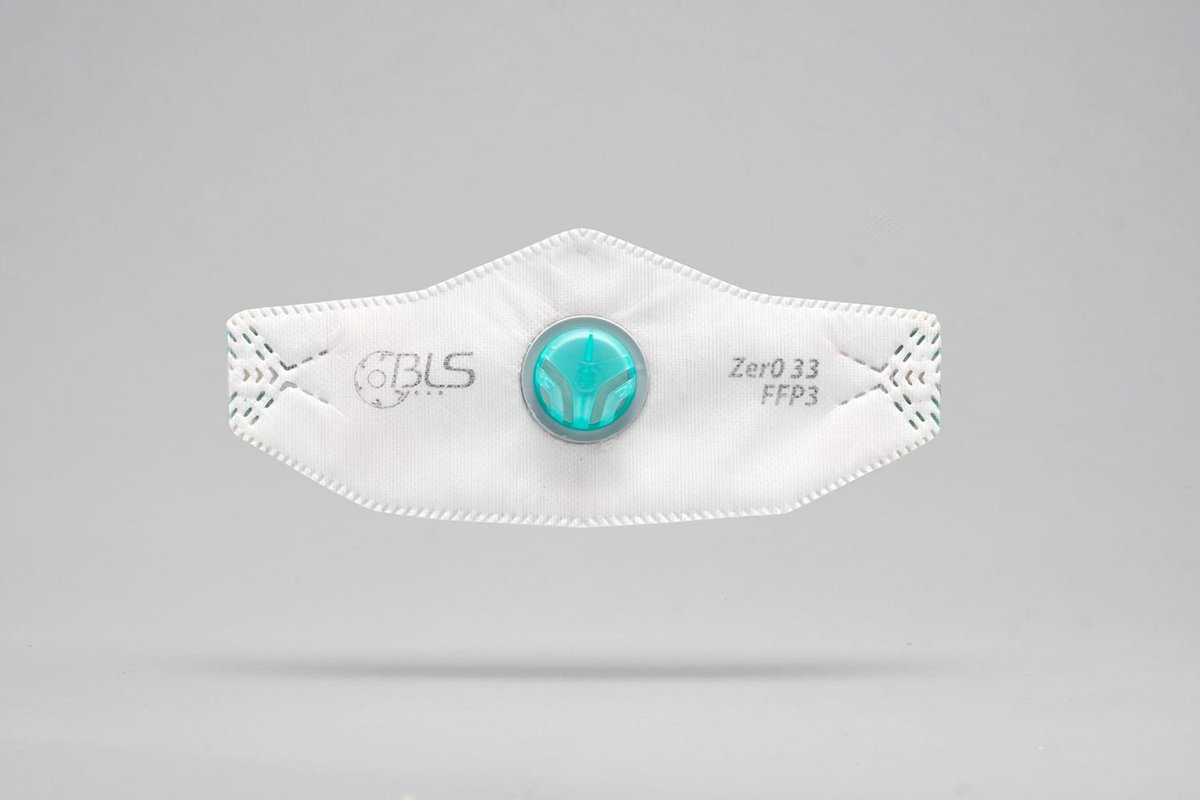 BLS Zer0 33 FFP3 R D plat stofmasker met ventiel - Maat M/L