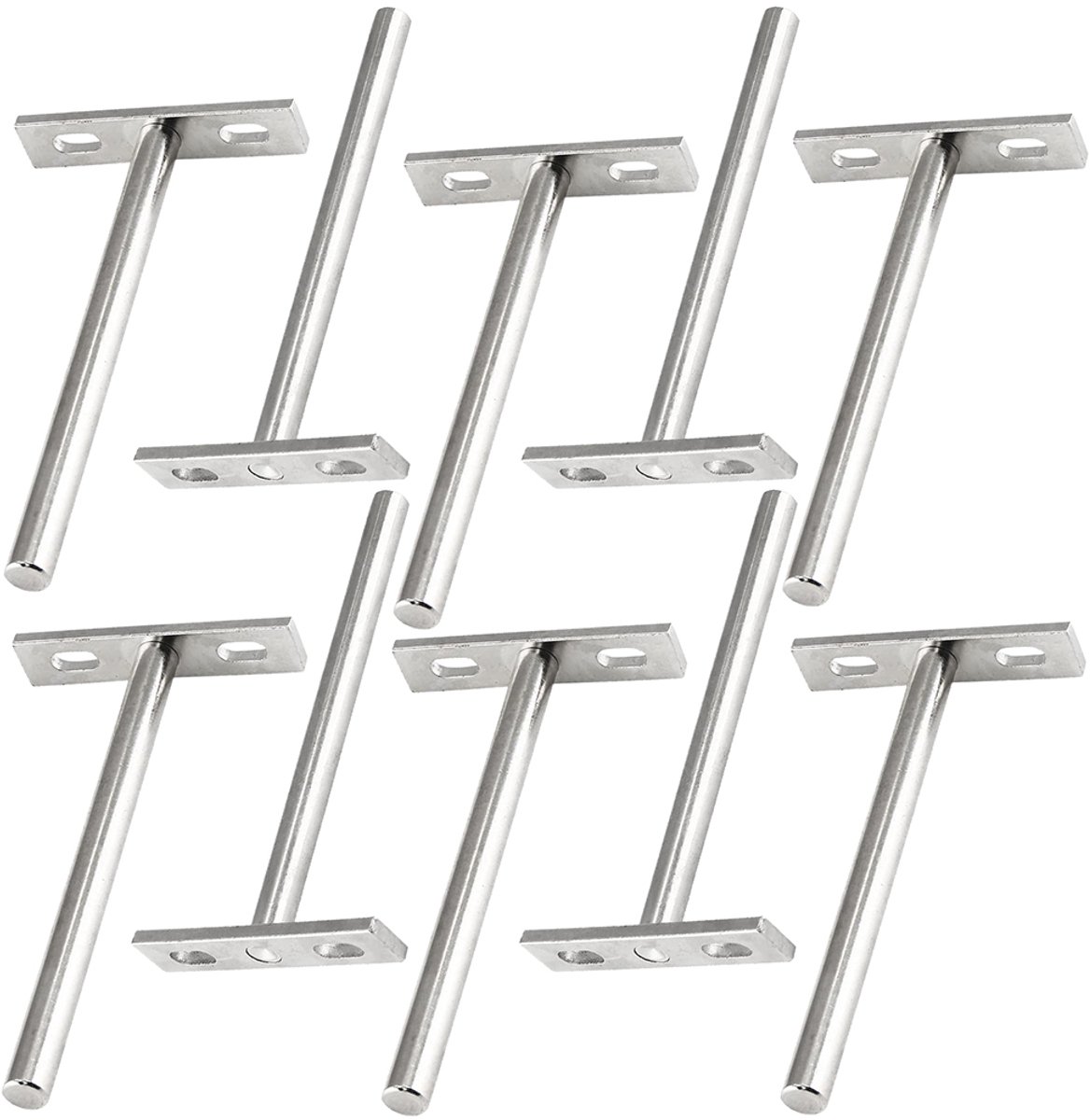Zwevende wandbeugels - Verborgen plankdragers - T-vormige zwevende montagebeugels - IJzeren wandbeugels - voor het ondersteunen van wandvitrines en planken - 10 stuks - Zilver
