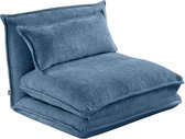 Troonz Slaapstoel Lodi Blauw – Inklapbare Slaapbank – Slaapfauteuil 1 Persoon – Verstelbare Rugleuning