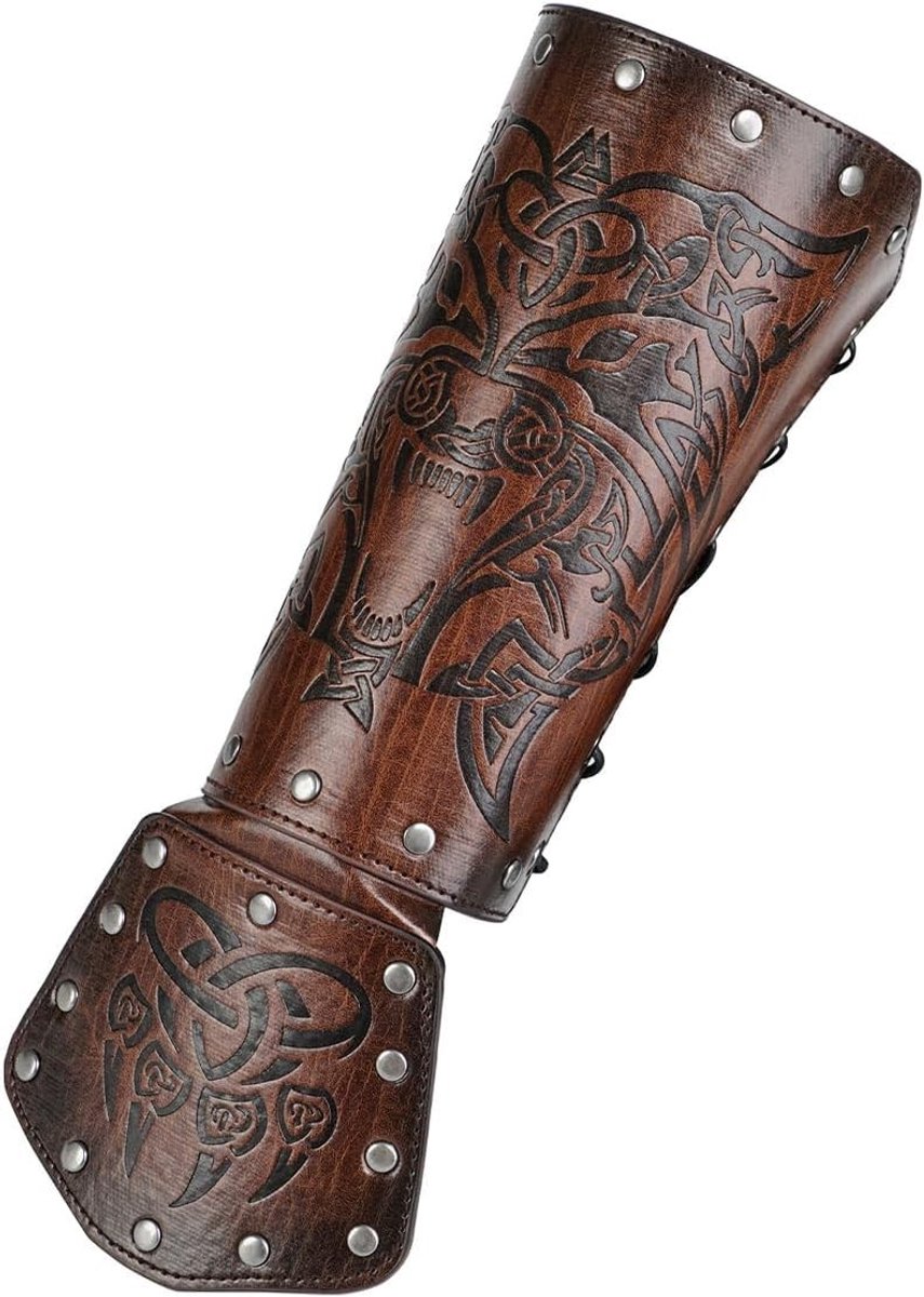 Middeleeuwse Polsbeschermer voor Ridders - Bruine Handschoenen voor Cosplay en Theatrale Optredens, Perfect voor Halloween en Verkleedfeest