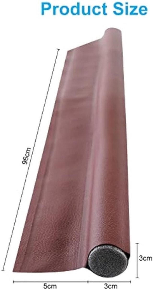 Deurspleet-winddichte strip, enkelzijdige winddichte strip, geluidsisolerend, voorkomt het binnendringen van koude lucht en insecten, handhaaft de temperatuur in de deur, 96 x 8 cm, bruin.