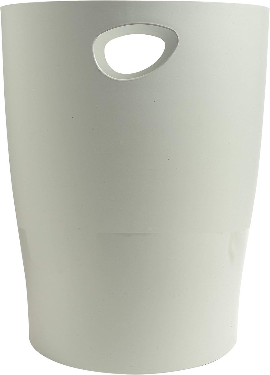 Prullenbak met handgrepen, 15 liter, grijs, 26,3 x 26,3 x 33,5 cm