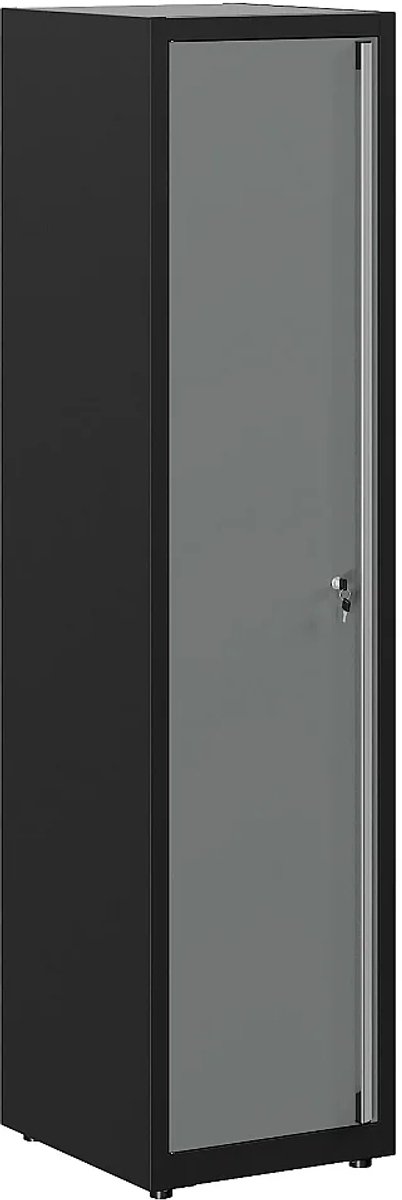 Vente-unique Hoge werkplaatskast in staal met 4 legplanken - B50 x D55 x H202,5 cm - Antracietgrijs ATELIOR