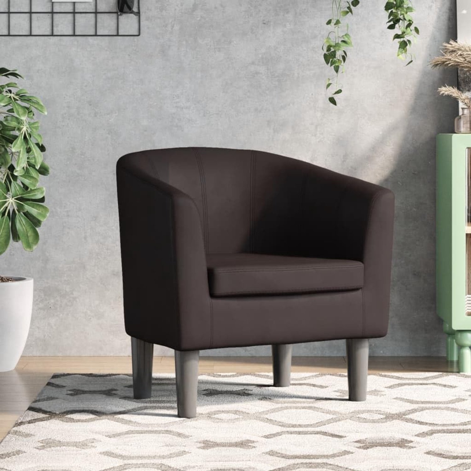 Luxe Clubfauteuil – Bruine Kunstleren Fauteuil met Modern Design