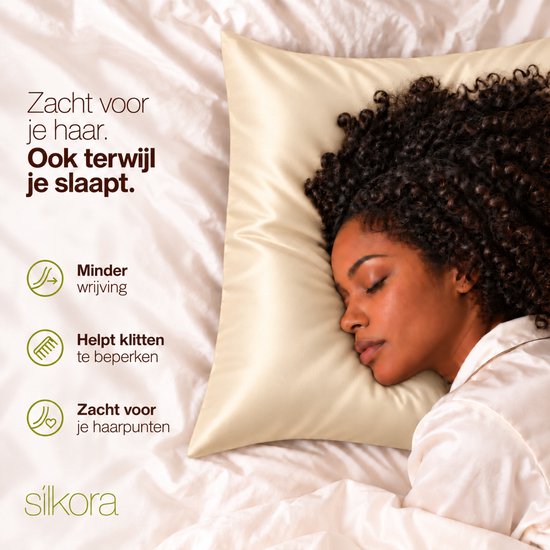 Silkora Premium Silk Pillowcase - 50x70 cm - 22 Momme 100% Moerbei Zijden Kussensloop Met Verborgen Rits - Anti-rimpel, Verkoelende, Anti-pluis - Champagne — cadeau in Wonen & Interieur - foto 2